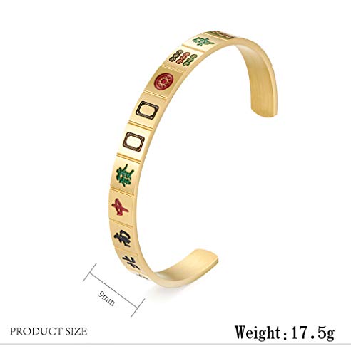 Men's Women's Stainless Steel Creative Mahjong Cuff Bangle Bracelet Lucky Mah Jong Mah-Jongg Personalized Jewelry2