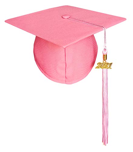 TngHui Unisex Adult Matte Graduation Cap with 2022 Tassel Pink