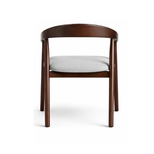 Image of Sheesham Wood Dining Chair with Upholstered Seat - Modern Scandinavian Style Solid Wood Chair for Dining Room, Living Room or Office (Walnut Finish)