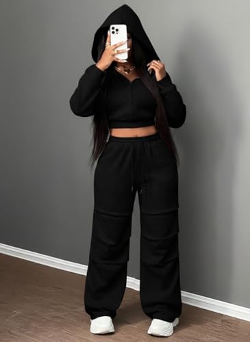 Image of Q - RIOUS Women's Baggy Mid Waisted Lounge Sweat Pants with Drawstring Athletic Flared Joggers with Pockets