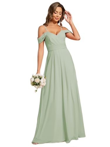 Image of Ever-Pretty Women's V Neck Pleated Sleeveless Chiffon Floor Length A Line Bridesmaid Dresses 02354