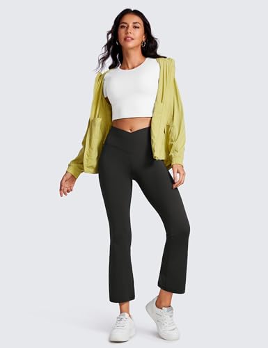 CRZ YOGA Womens Butterluxe Crossover Flare Capris Leggings 25.6" - High Waist V Cross Bootcut Lounge Casual Yoga Pants4