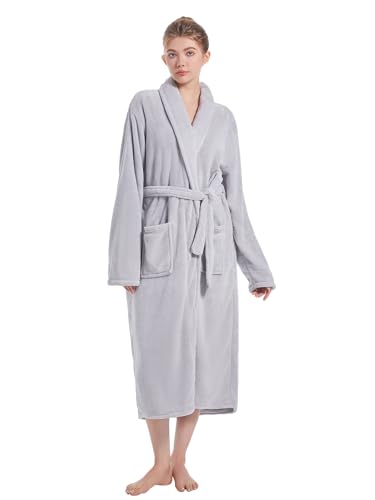 Image of Soft Robe For Women,Warm Plush Bath Robes Female,Spa Towel After Shower Lightweight Long Bathrobe