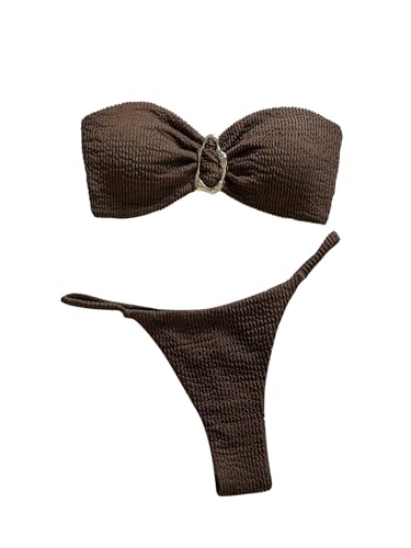 Bikini bandeau pour femme avec tanga sans bretelles et tenue de plage chic