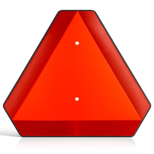 Slow Moving Vehicle Safety Sign,Slow Moving Vehicle Triangle Sign,Plastic 14'x16' Engineering Grade Reflective for Golf Cart (Plastic)