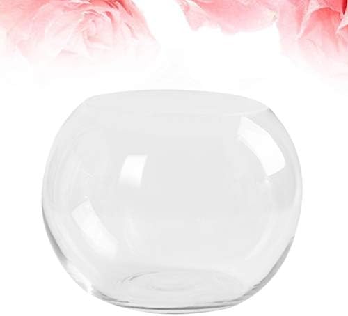 HEMOTON Clear Glass Vase Bubble Fish Bowl Hydroponics Plant Holder Transparent Glass Vase Flower Vase Desktop Fish Tank Ornament for Home Office Hotel Wedding Decoration (15CM)