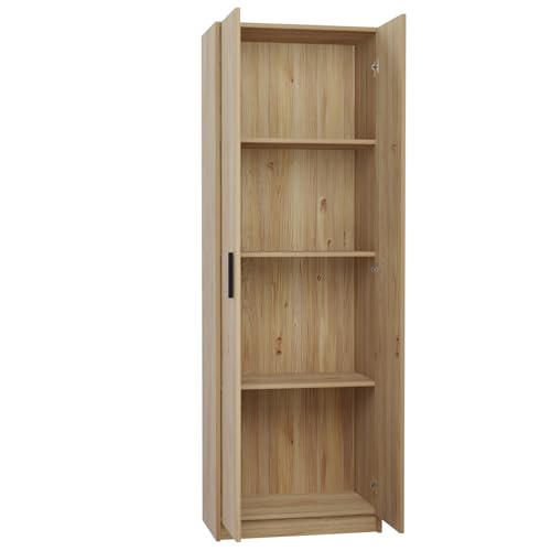 mattfy - Armario Auxiliar Multiusos de Dos Puertas y 4 Baldas Dagna, Práctico y Funcional, Color Roble Miel, 60 cm (Ancho) x 180 cm (Alto) x 35 cm (Fondo)