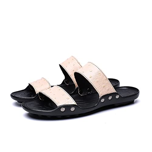 Slide Sandals For Men Microfiber Leather Rivets Closure PU Leather Fixed Strap Non-slip Casual Slide Sandal3