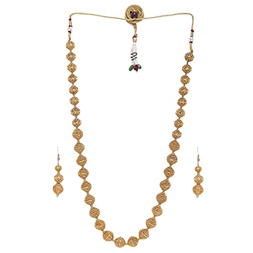 ACCESSHER Gold Plated Antique Handcrafted Long Necklace & Earring Set for Women and Girls – Exquisite Indian Jewelry Collection to Elevate Your Style -Elegance Redefined