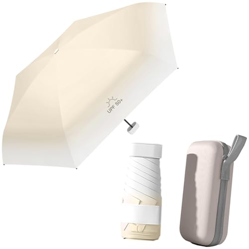 Foeska Umbrella Small Compact, Pocket Umbrella with 6 Ribs, UV Protection Small Umbrella, 15 cm Long, Lightweight and Compact, Windproof Umbrella with Capsule Lid, Unisex Travel Umbrella (Beige) Foeska Umbrella Small Compact, Pocket Umbrella with 6 Ribs, UV Protection Small Umbrella, 15 cm Long, Lightweight and Compact, Windproof Umbrella with Capsule Lid, Unisex Travel Umbrella (Beige)