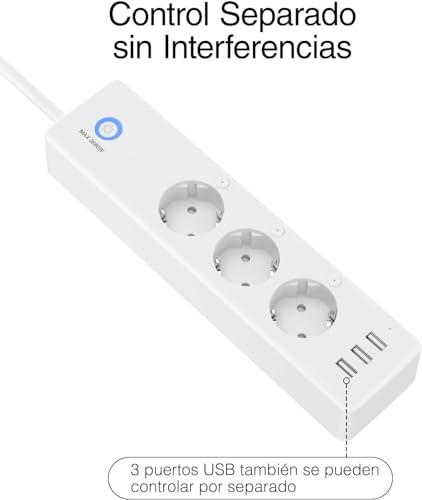 GHome Smart Regleta Inteligente Alexa con 3 Enchufes y 3 USB, Regleta WiFi Programable con Monitoreo de Consumo, Smart Plug Función de Temporizador, Compatible con Alexa y Google Home, 1.5M Ver2.0 - imagen 2