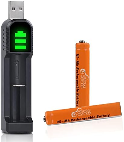 Pickle Power AAAA Rechargeable Batteries, 2pcs AAAA Ni-MH Batteries with USB Charger for Surface Pen, Active Stylus, Touchscreen Pen, Google Pixebook Pen, Toothbrushes, Mouse