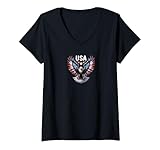 Photo Gallery donna patriotic usa eagle bandiera americana colori 4 luglio design maglietta con collo a v Photo Gallery donna patriotic usa eagle bandiera americana colori 4 luglio design maglietta con collo a v