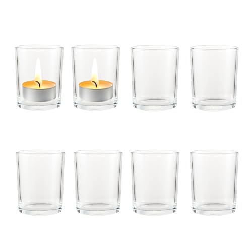 eupdd 10 Pièces Photophore Verre: Photophore Bougie Rond et Carré, pour Mariage, Anniversaire, Noël, Halloween, Bougeoir Verre en Cristal