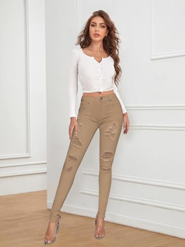 Hybrid & Company Women's Butt Lift Super Comfy Stretch Ripped Skinny Jeans4