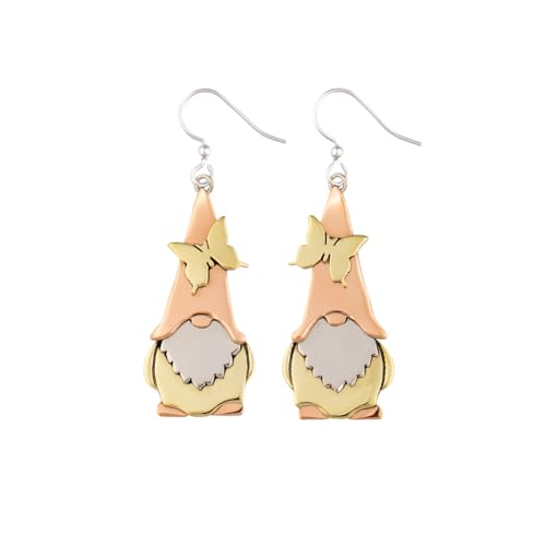 Springtime Gnome Handcrafted Earrings Fair Trade and Artisan Made Butterflies Bees and Hearts Theme For Ladies (Butterflies)