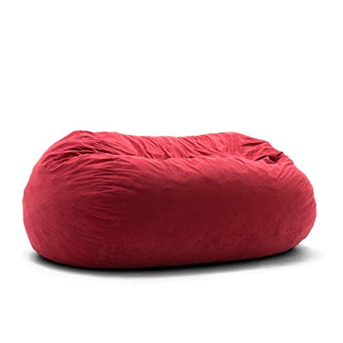 Big Joe Fuf Foam Filled Bean Bag Chair, Sierra Red Comfort Suede, XL