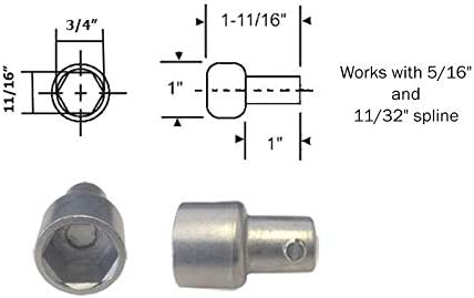 Replacement Hex Ball Adaptor for Skylight and Awning Window Operators, Mill