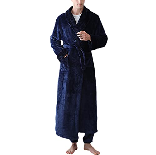 Pyjama bleu marine pour homme et femme en flanelle douce pour soirée d'hiver