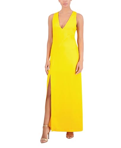 Amazon.com: BCBG New York Women's Sleeveless V Neck Maxi Dress with Side  Slit, Golden Rod, 0 : Clothing, Shoes & Jewelry
