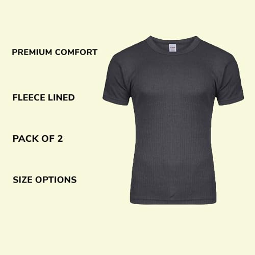 CLUCO Men's Thermal Top, Fleece Lined Base Layer, Short Sleeve, Pack of 2, S-XXL - Image 4