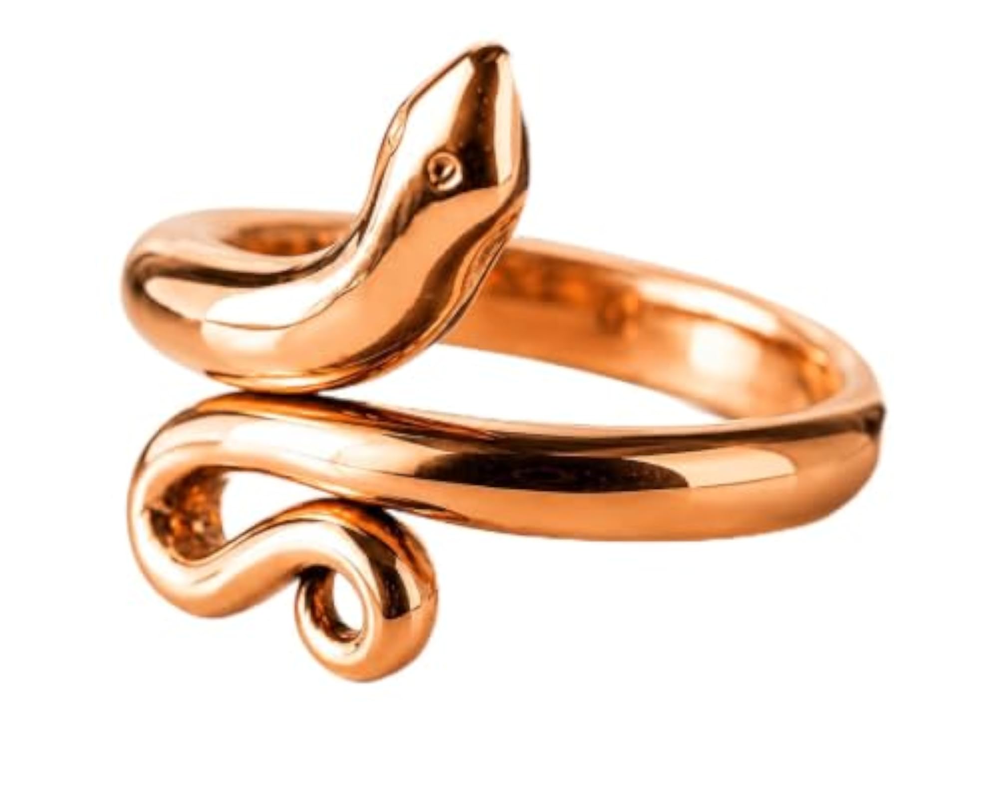 Men's Adjustable Copper Snake Ring, Unisex Design