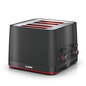 Bosch MyMoment Infuse TAT3M143GB - Stylish 4-Slice Toaster with 7 browning levels, Reheat/Defrost, Auto Shut-Off, High Lift and Crumb Tray, in Matte Black