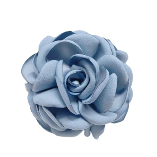 Image of Elegant Satin Fabric Rose Flower Brooch Pin Silk Large Big Camellia Brooch Lapel Pins Plant Floral Hair Clip Pins Wedding Party Jewelry for Women