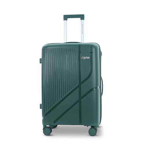 Image of AMERICAN TRAVELLER TourisPoineer Trolley Bags Set of 3 - Large Polypropylene Hardshell Expandable Travel Luggage Bag with 8 Disc Wheels & TSA Type Lock. (20, Dark Green)