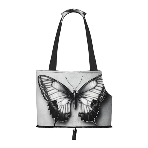 Butterfly Pencil Drawing Pet Sling Carrier for Small Dog Cats Puppy Portable Tote Bag Pouch for Outdoor Travel Hiking