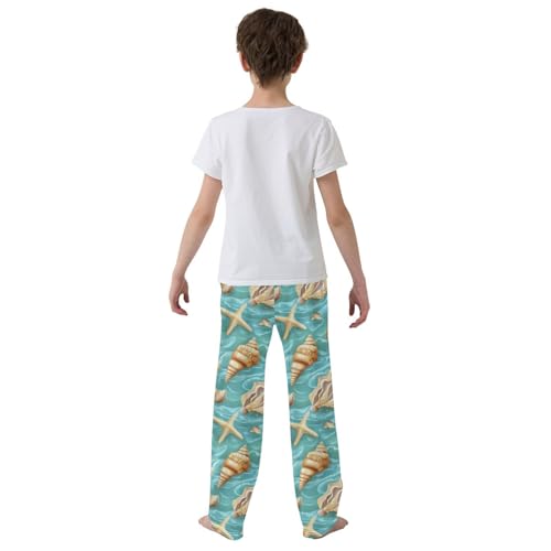 Pajama Bottoms, Pajamas Long Pant Sea Shells Lounge Wear Casual Green Sleep Pants Soft Pjs Sleepwear3