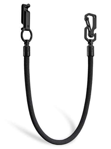 KeyUnity Titanium Carabiner Belt Clip Wallet Chain Braided Rope, Pants Chain Jeans Keychain Accessory for Men (KD02BB)