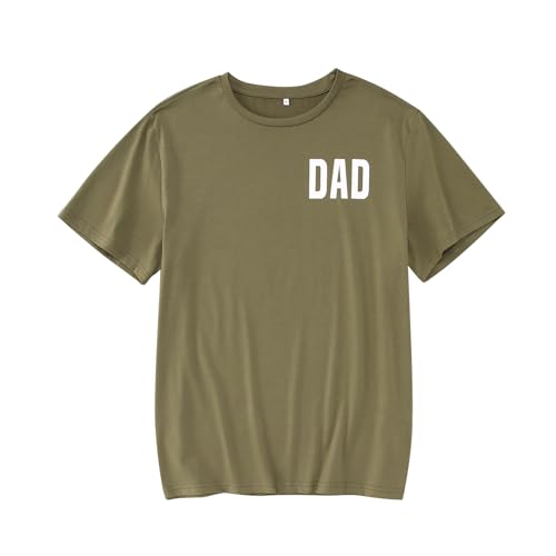 Image of KEKEMI Daddy and Me Shirt Daddy's Girl T-Shirt Dad's Little Man Shirt Dad's Dude Tee Tops Father's Day Family Matching Outfit (Dad-Green, 2XL)