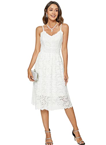 Womens Lace Floral Overlay V Neck Sexy Sleeveless Cocktail Party Swing Wedding Dresses2