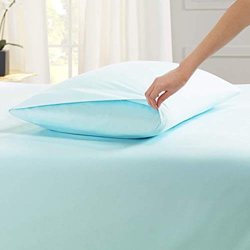 Image of YRM Bedding's Aqua Blue 600-TC Oraganic Cotton 2 Piece Pillow Covers (17 inchx27 inch)