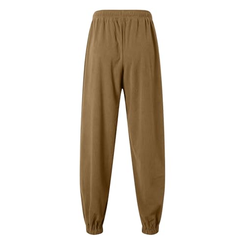 Men’s Jogging Corduroy Sweatpants with Pocket Thin Fleece Elastic Waist Baggy Slacks Casual Hiking Pants for Men2