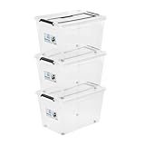 PAFEN 3x caja de almacenaje 60l con ruedas y asa - 39x35x58cm - Cajas...