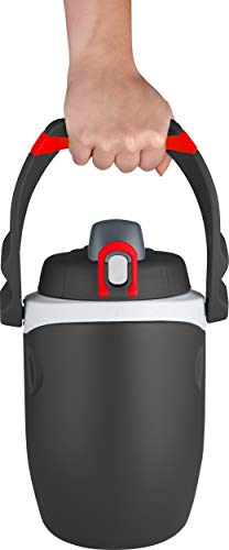 Image of THERMOS 64 oz Hydration Bottle with Flip‑Up Spout, Foam Insulation, Carry Handle & Locking Lid, Half‑Gallon Water Jug for Sports, Workouts & Outdoor Use, Black