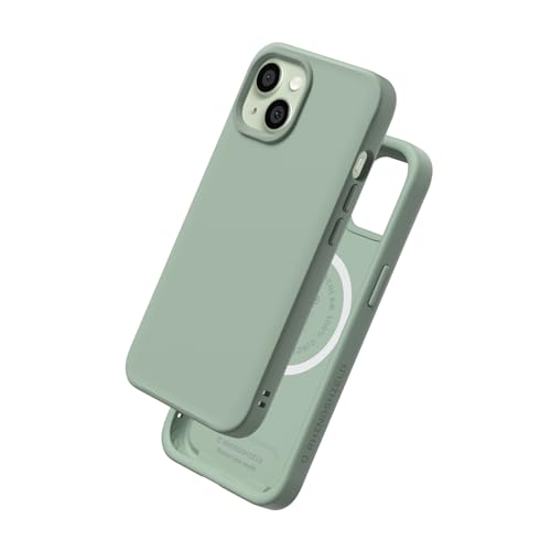 Coque MagSafe iPhone 15 RhinoShield SolidX antichoc coloris vert sauge