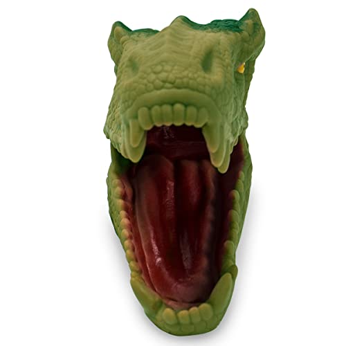 Fantoche de Mão Dinossauro Luva Cabeça Tiranossauro Rex Infantil T-rex Tyrannosaurus Verde