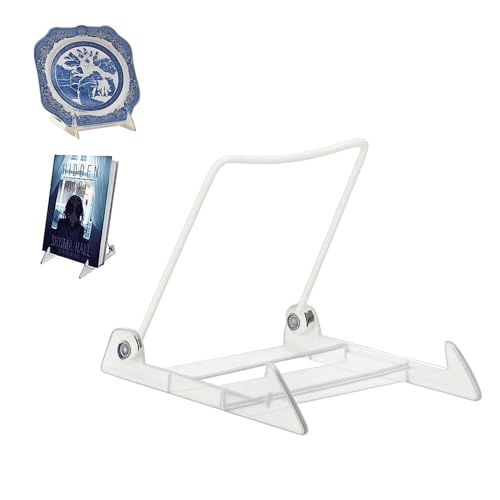 KINGDOM SOLUTIONS MADE IN USA 4-Pack Adjustable Acrylic Easels - Plate Stand - Sturdy Book Stand for Art, Pictures, Plates, Frames - Unique on the Market