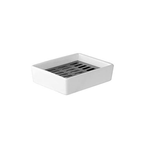 RTHGTFFZ Jabonera Baño El jabonera se Puede Colocar en la Caja de Drenaje de jabonera de Doble Capa de Acero Inoxidable en la Cocina y el Inodoro. (Color : Black)
