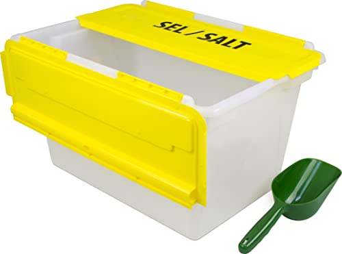 Image of Storex Large Rock Salt Bin with Scoop, 16 Gallon (15L), 4-Pack, Yellow (00904U04C)