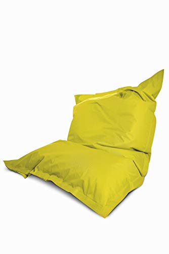 Green Bean© Pouf XXL 140x180cm 380L Enfants&Adultes Bean Bag Remplissage de Perles EPS Pouf Géant Grand Extérieur Outdoor Coussin Repos Siège Sol Lavable Résistant aux Intempéries Lounge Jaune