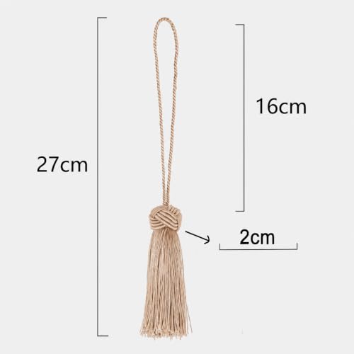 Image of BEL AVENIR 8 Pcs Elegant Polyester Key Tassel Colorful Craft Tassels Charms | Key Tassel for Christmas Tree, DIY Craft Garland Project, Wedding Home Party Decorations, Small Tassel (Beige)
