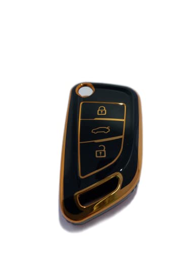 Image of TPU Car Key Cover Black & Golden Compatible for Xhorse B29 Model Universal Remote flip Key
