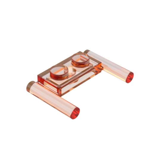 Gobricks GDS-737 Plate Special 1 x 2 with Handles (Flat Ends/Low Attachment) 50PCS Compatible with Lego Toy 3839 4211464 383926 for Major Brick Brands Color:Trans Orange 182