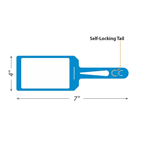 Smartsign Blue Dry Erase Tag With Self-Locking Loop | 7" X 4" Vinyl Plastic, Pack Of 5 #TOP4
