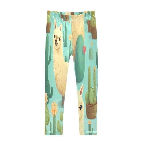 Bolaz Toddler Girls Leggings Printed Yoga Pants Leggings Yellow Alpaca Cactus for Kids