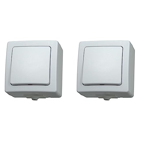 Kopp Aufputz-Feuchtraum Nautic arktis-weiß, Universalschalter (Aus- und Wechselschalter), 565602002 (Packung mit 2)